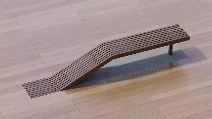 Modern Curved Urban Wooden Bench 