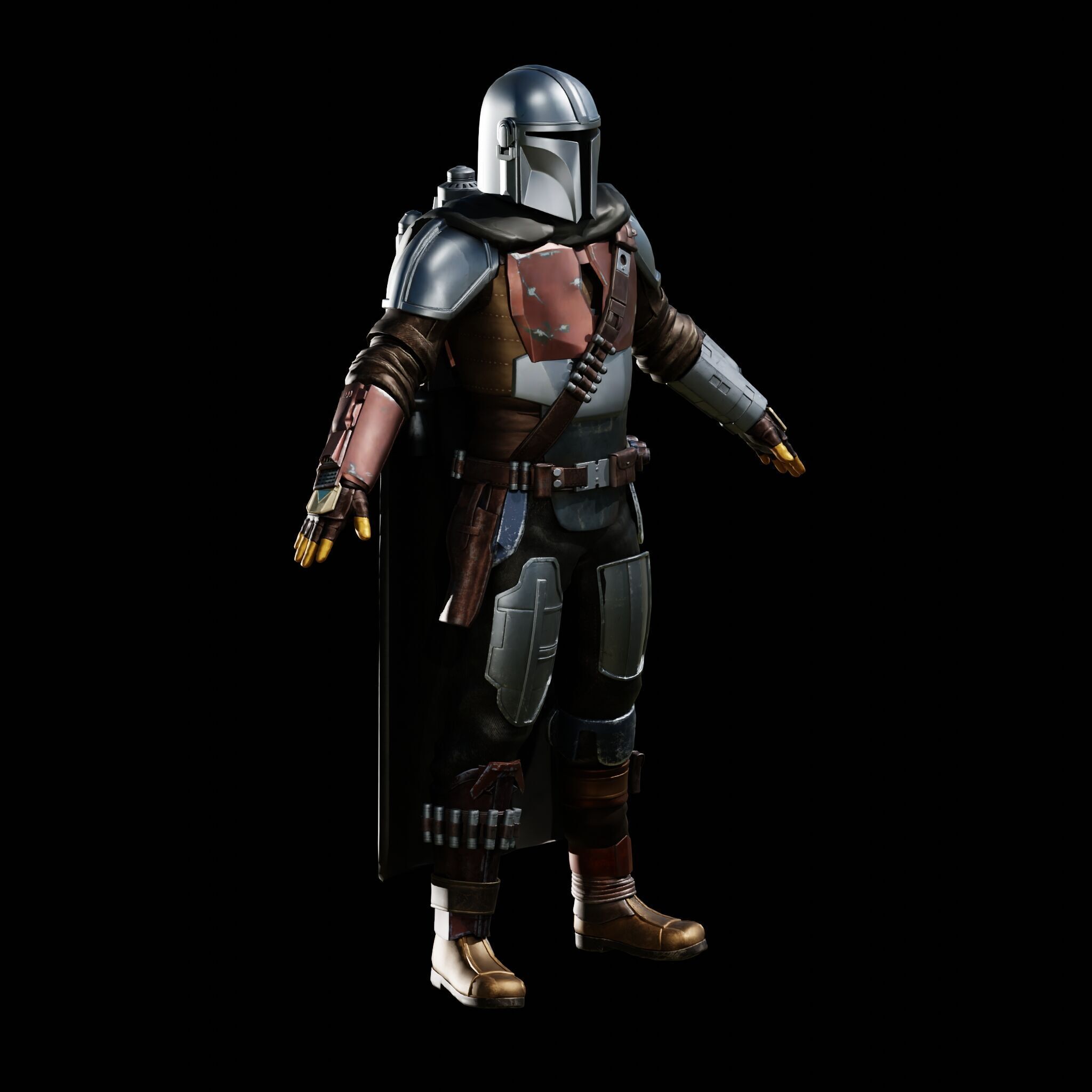 MANDALORIAN FULL COSPLAY with HELMET and JETPACK - FAN 3D PRINT 3D print model_37