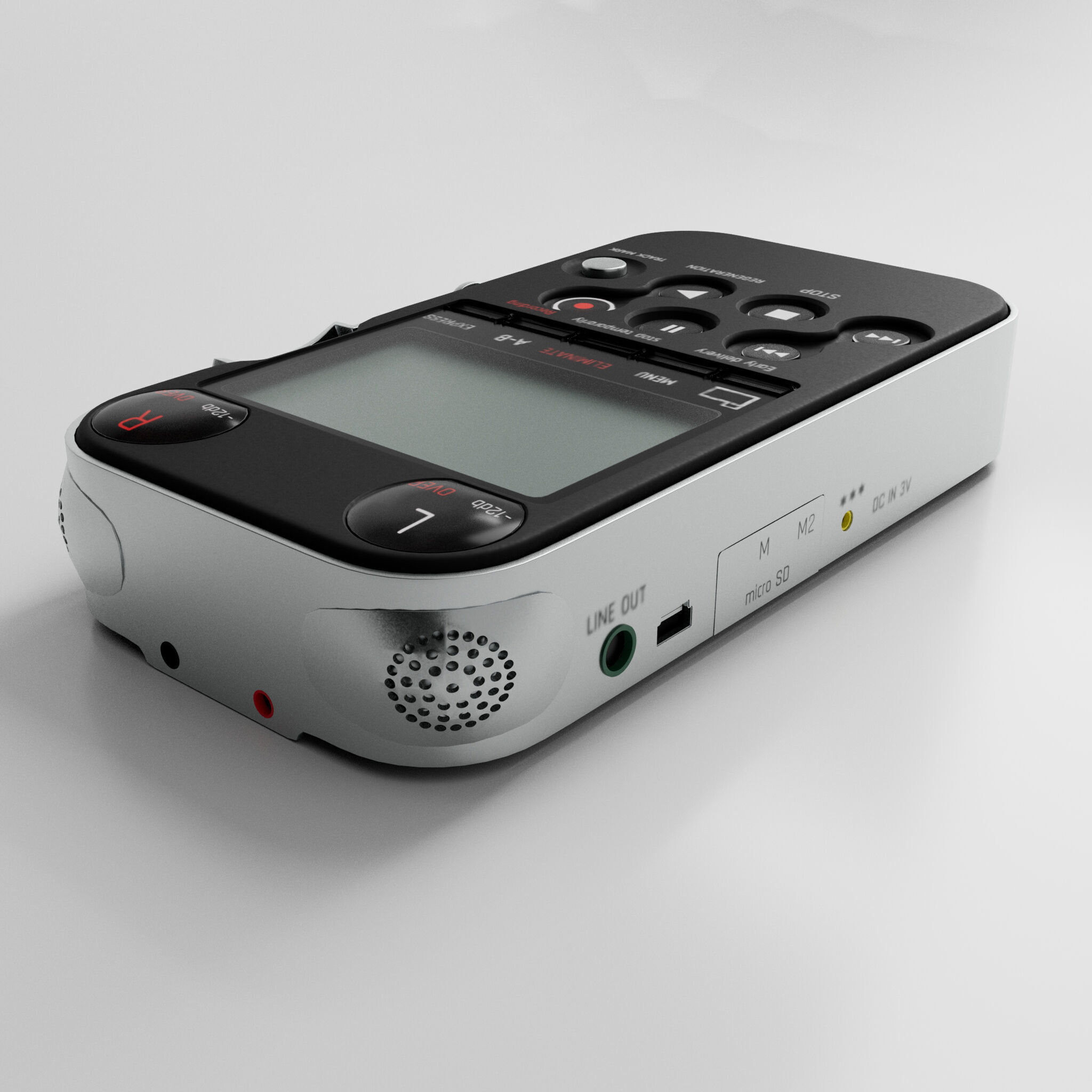Sony PCM-M10 Voice Recorder Low-poly 3D model_3
