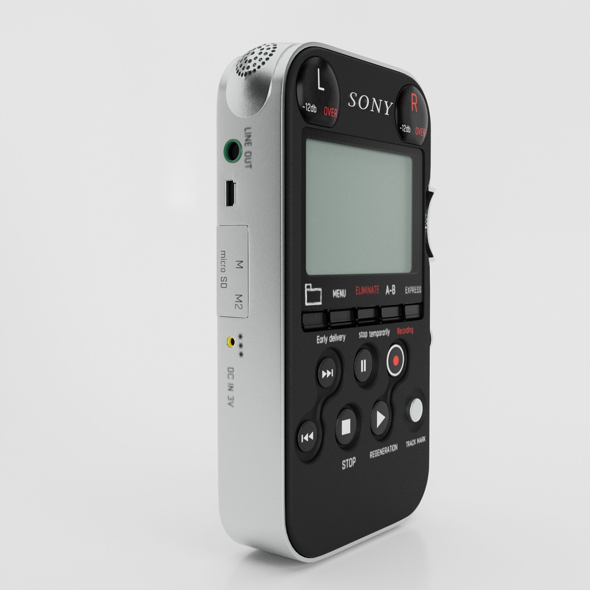 Sony PCM-M10 Voice Recorder Low-poly 3D model_1