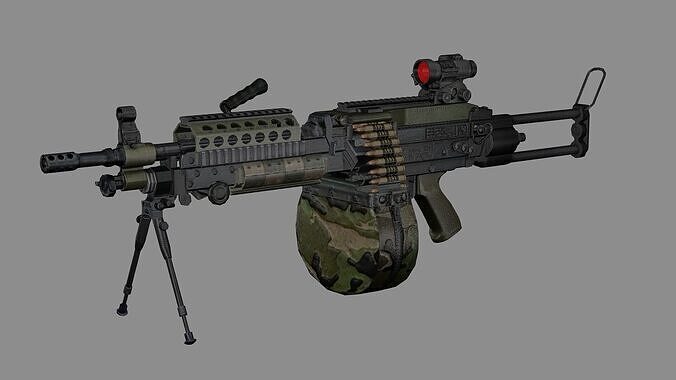 Sig Sauer Army Machine Gun M249 Saw Low-poly 3D Model Low-poly 3D model