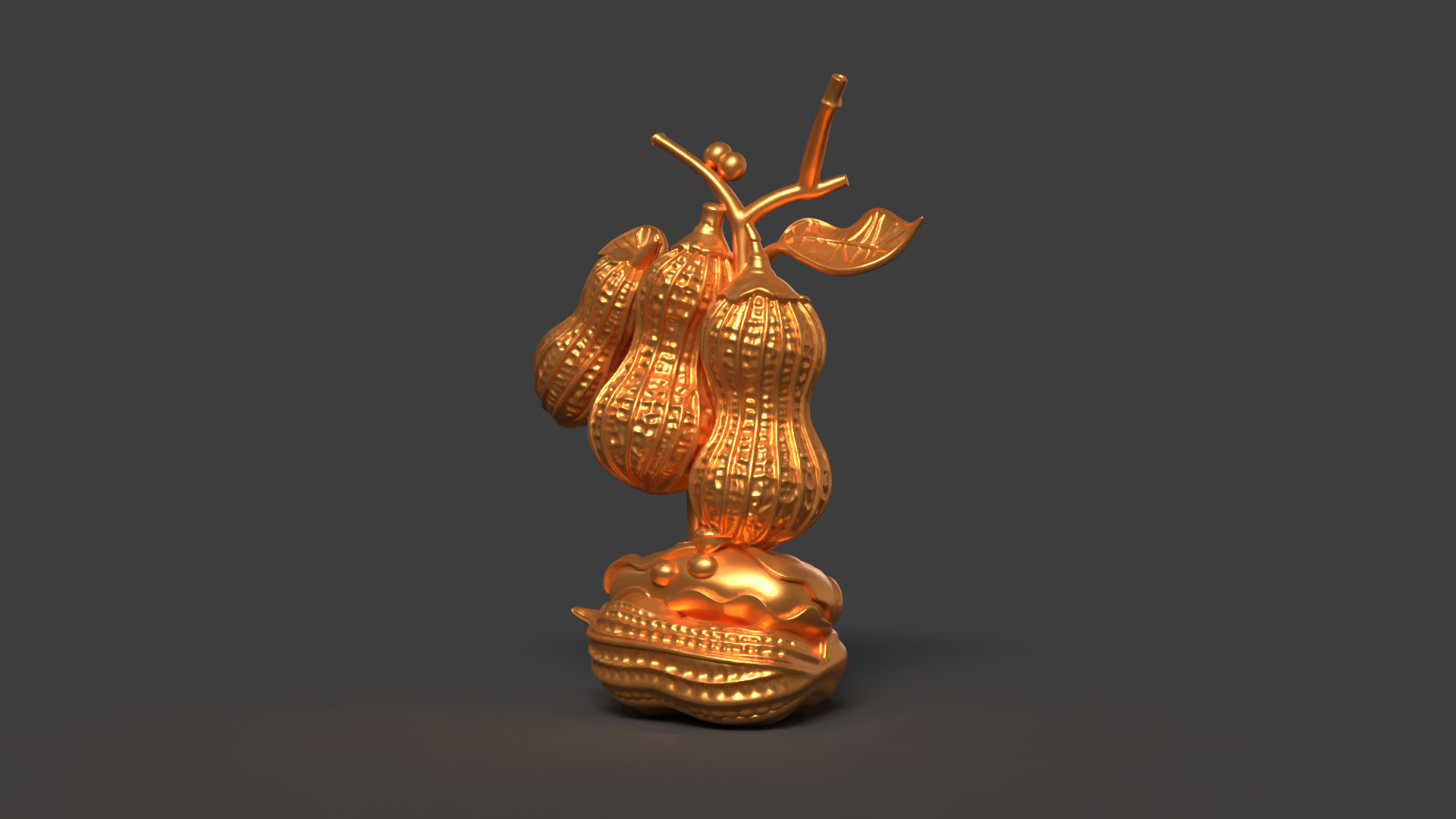 Chinese golden peanut display stand figure    3D model_2