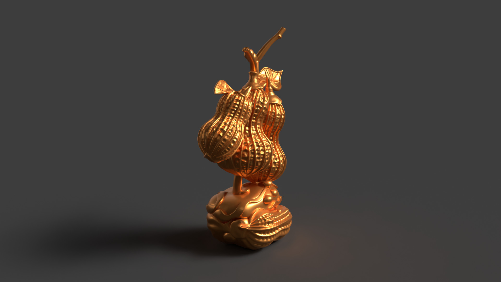 Chinese golden peanut display stand figure    3D model_4