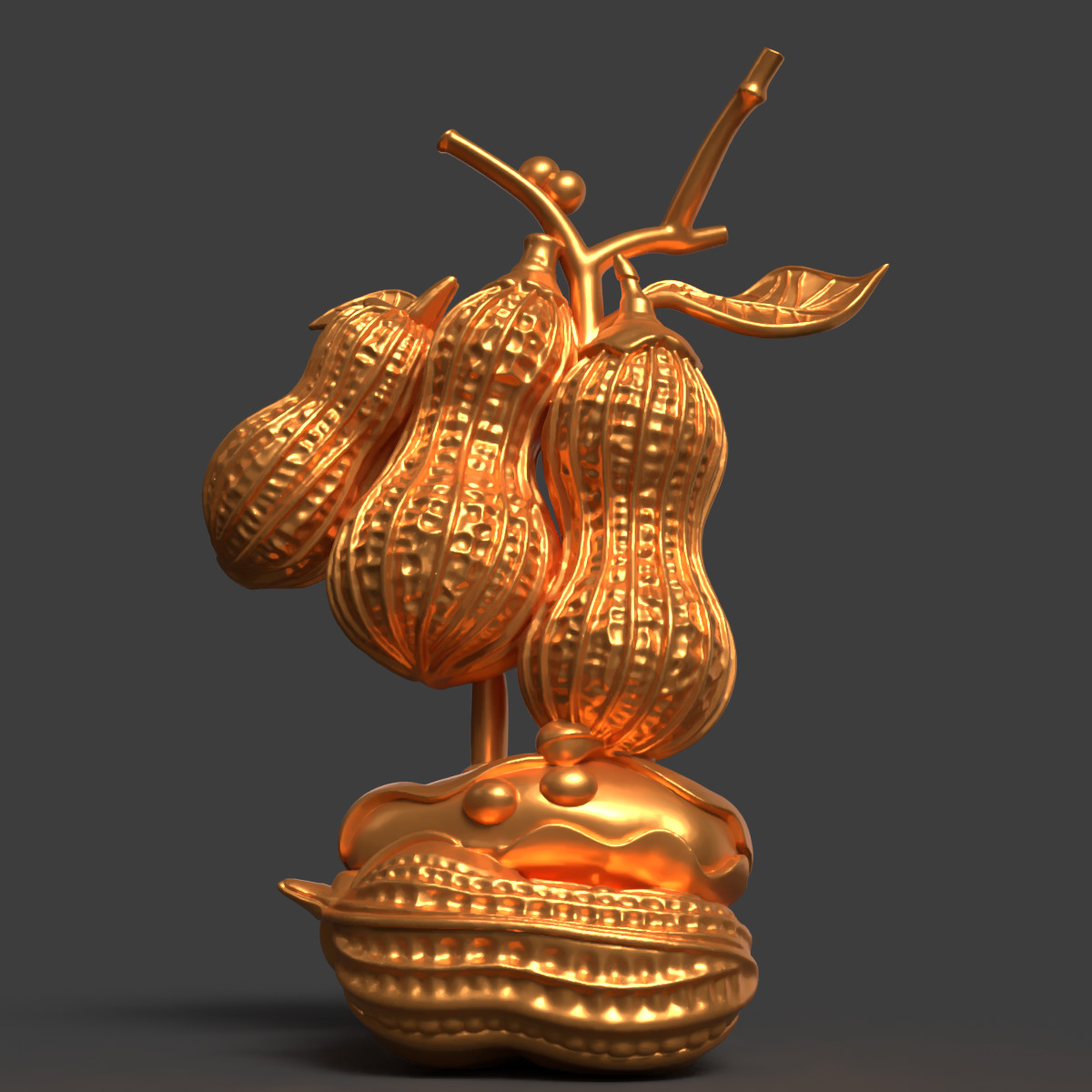 Chinese golden peanut display stand figure    3D model_6