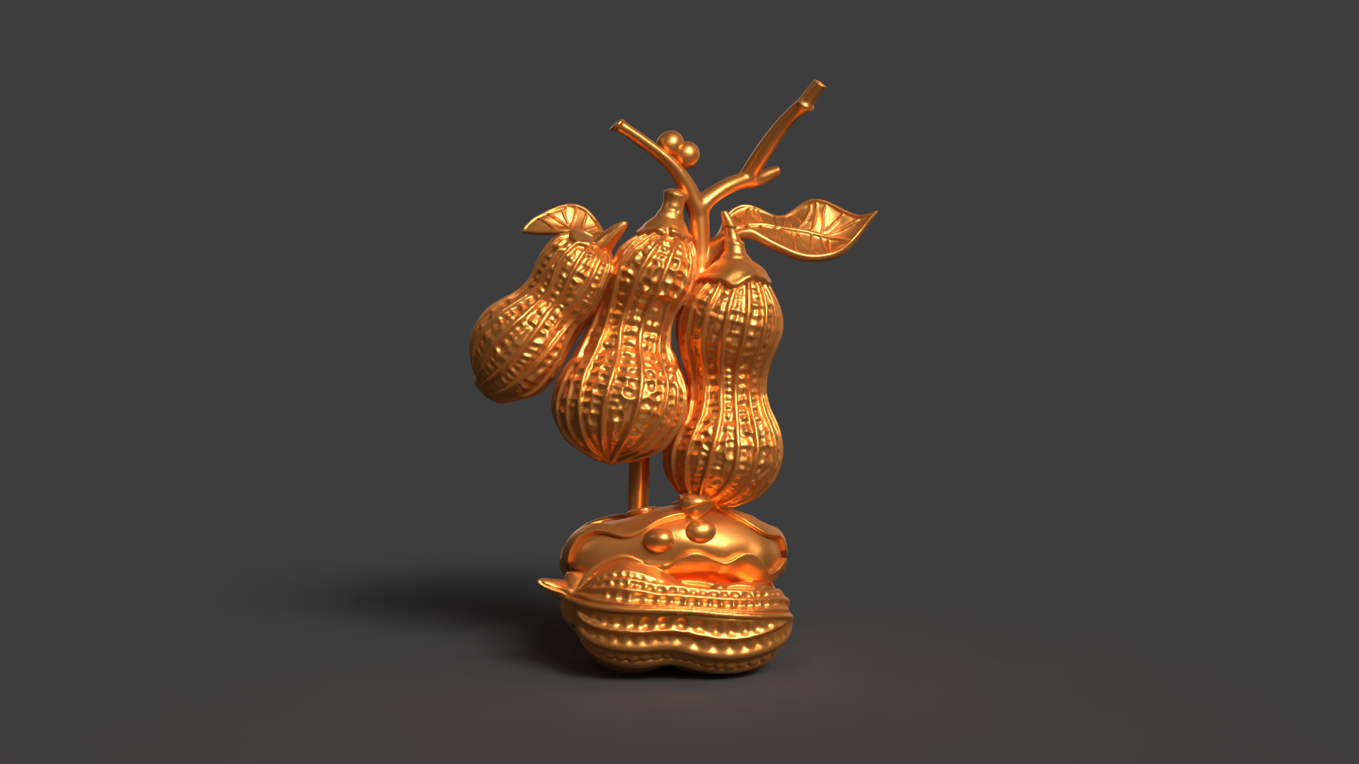 Chinese golden peanut display stand figure    3D model_3