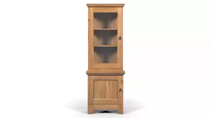 Country Corner Display Cabinet 1 Glass Door Solid Natural Oak 