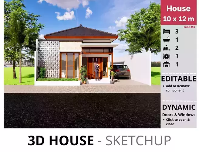 House 10x12m code 450- Sketchup 3D model 3D model