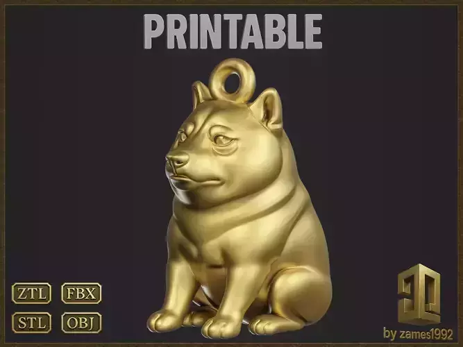 Sitting Doge Meme Pendant 3D print model