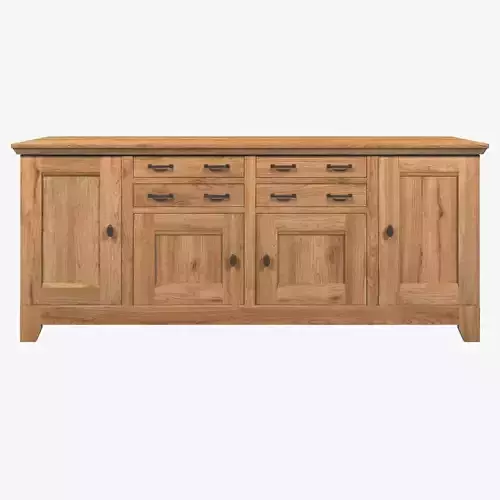Country Large Sideboard 4 Door 4 Drawer Solid Natural Oak 