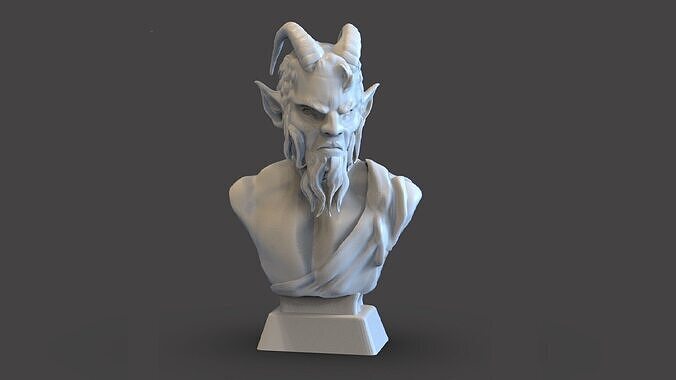Faun Bust Low-poly 3D print model