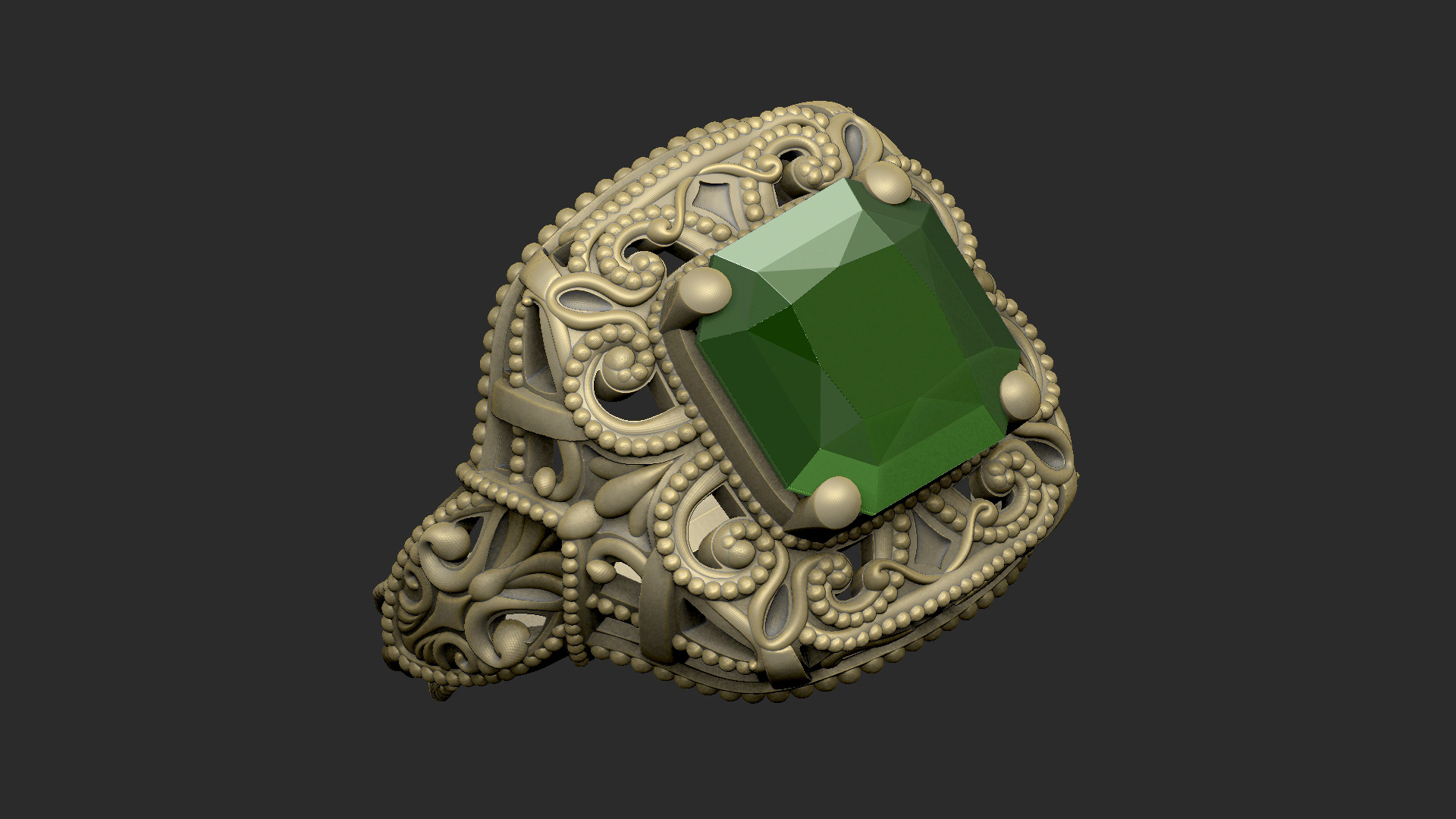 basic royal luxury v1 ring pattern gothic design 3D print model_3