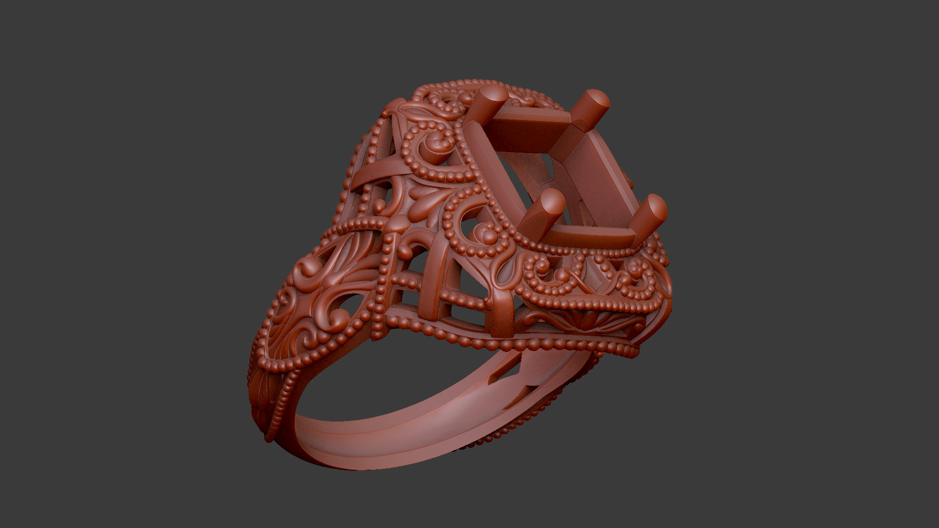 basic royal luxury v1 ring pattern gothic design 3D print model_9