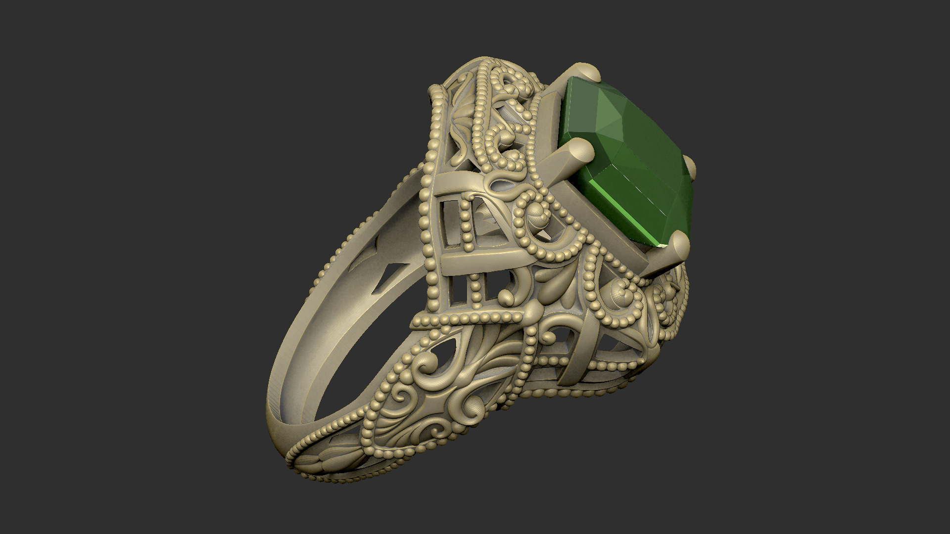 basic royal luxury v1 ring pattern gothic design 3D print model_6