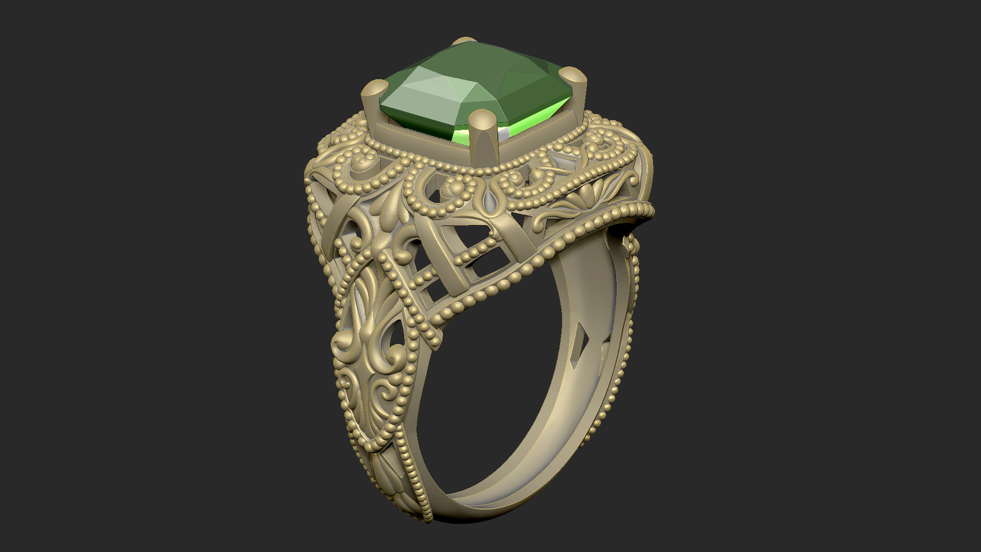 basic royal luxury v1 ring pattern gothic design 3D print model_2