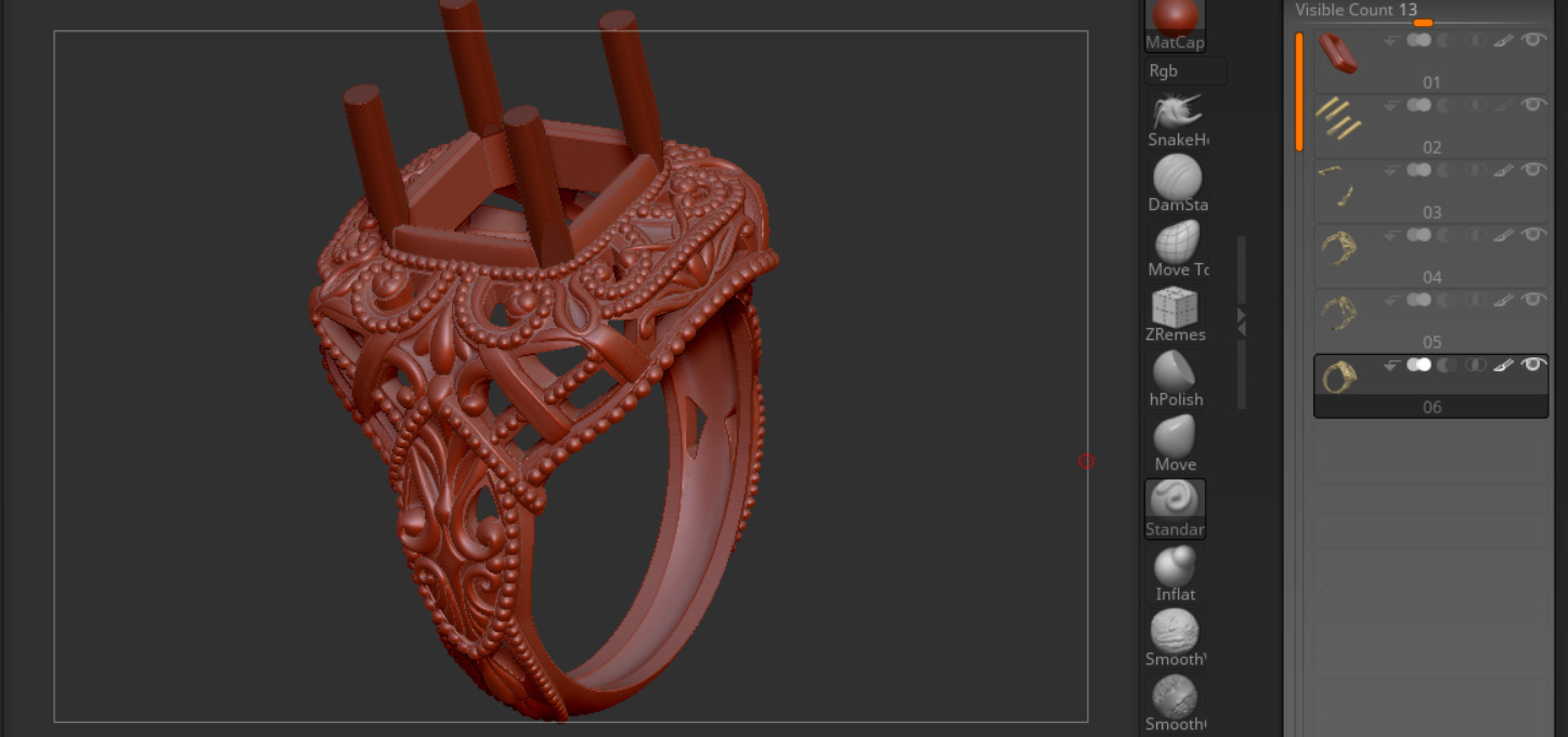 basic royal luxury v1 ring pattern gothic design 3D print model_8