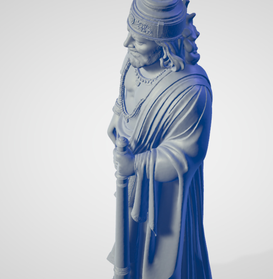 King Shantanu - Ancient Rock Statue Low-poly 3D model_3
