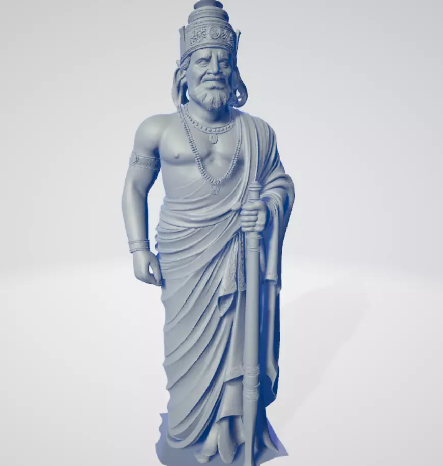 King Shantanu - Ancient Rock Statue Low-poly 3D model_0