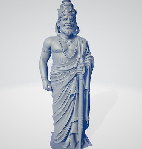 King Shantanu - Ancient Rock Statue Low-poly 3D model