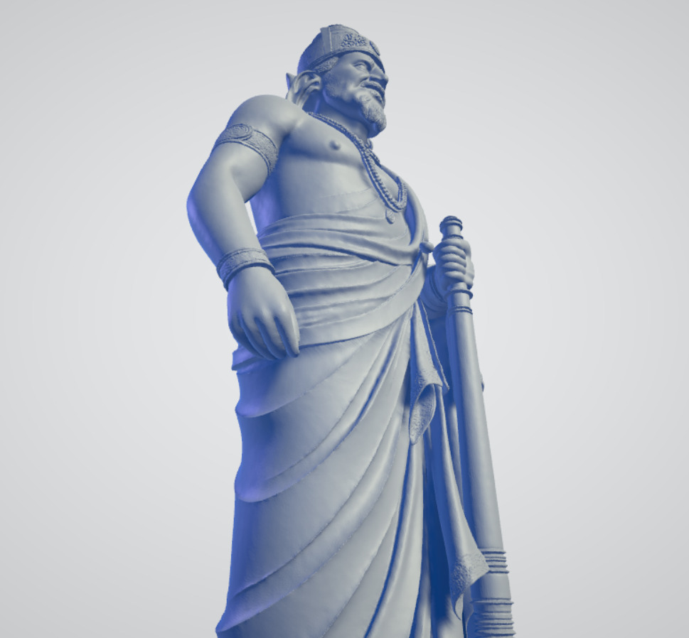 King Shantanu - Ancient Rock Statue Low-poly 3D model_1