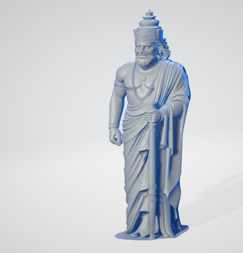 King Shantanu - Ancient Rock Statue Low-poly 3D model_2