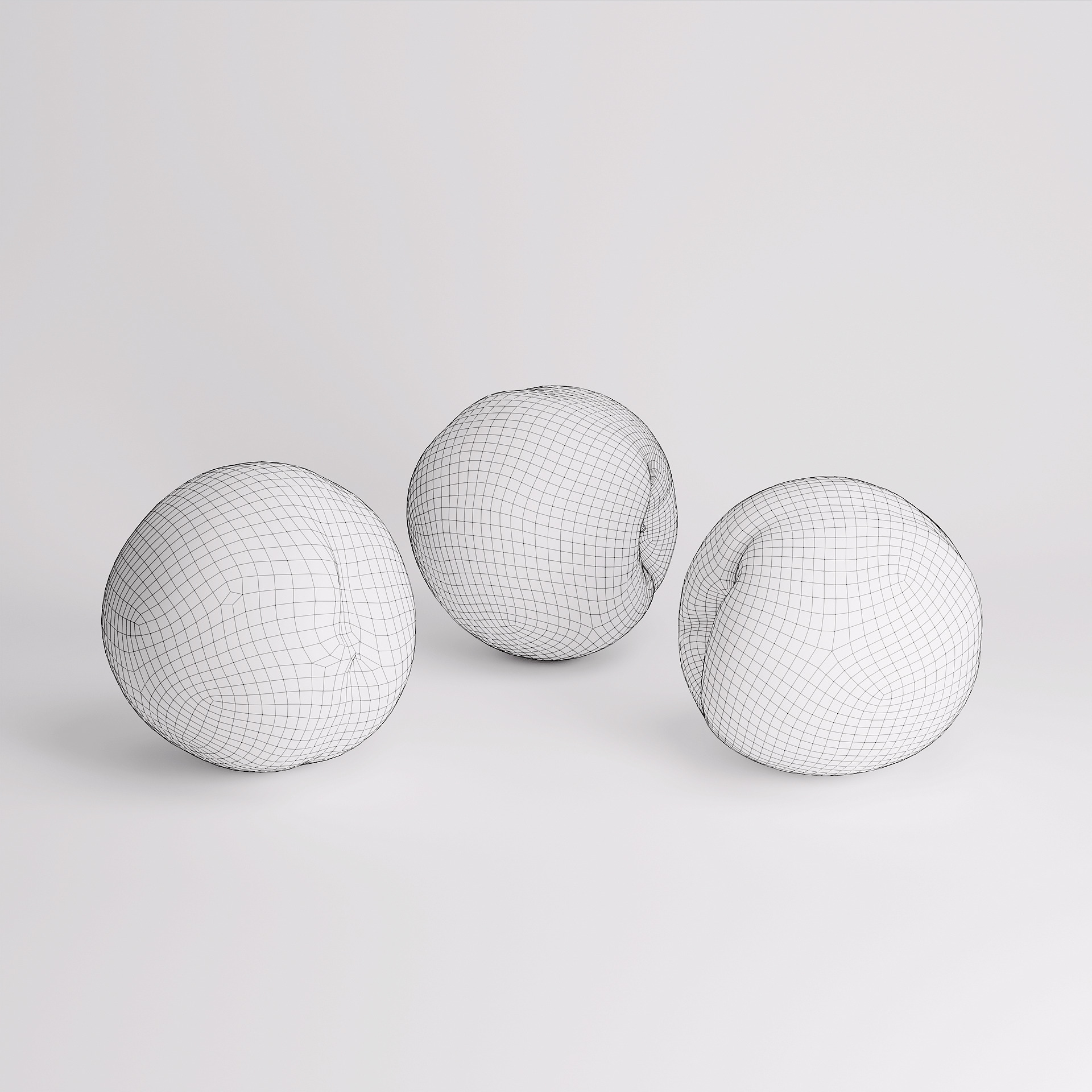 White Peaches Set 01 Low-poly 3D model_7