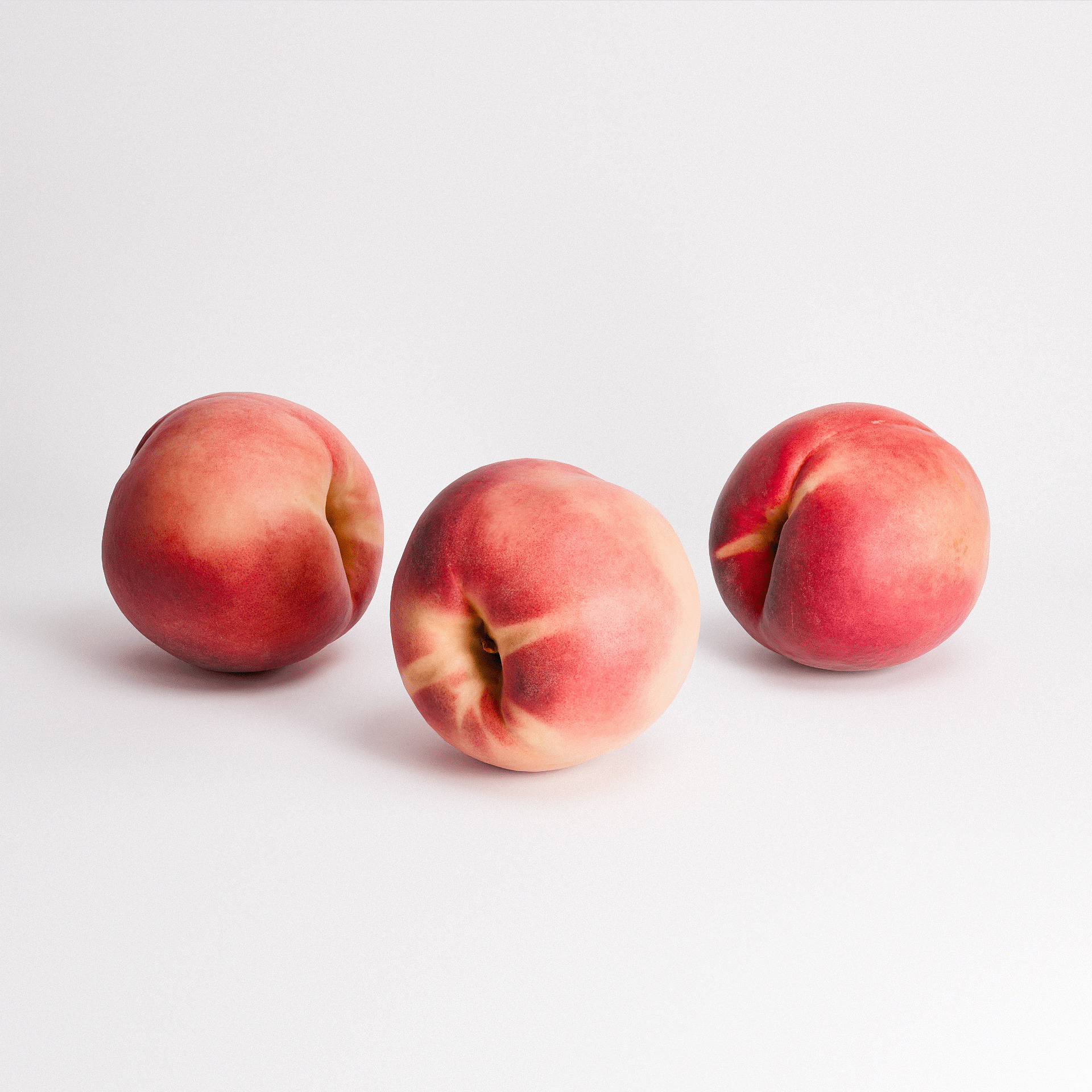 White Peaches Set 01 Low-poly 3D model_5