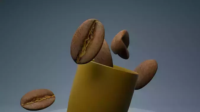 Realistic 3D Coffee Bean Model UV Mapped Quads Only UV mapped
