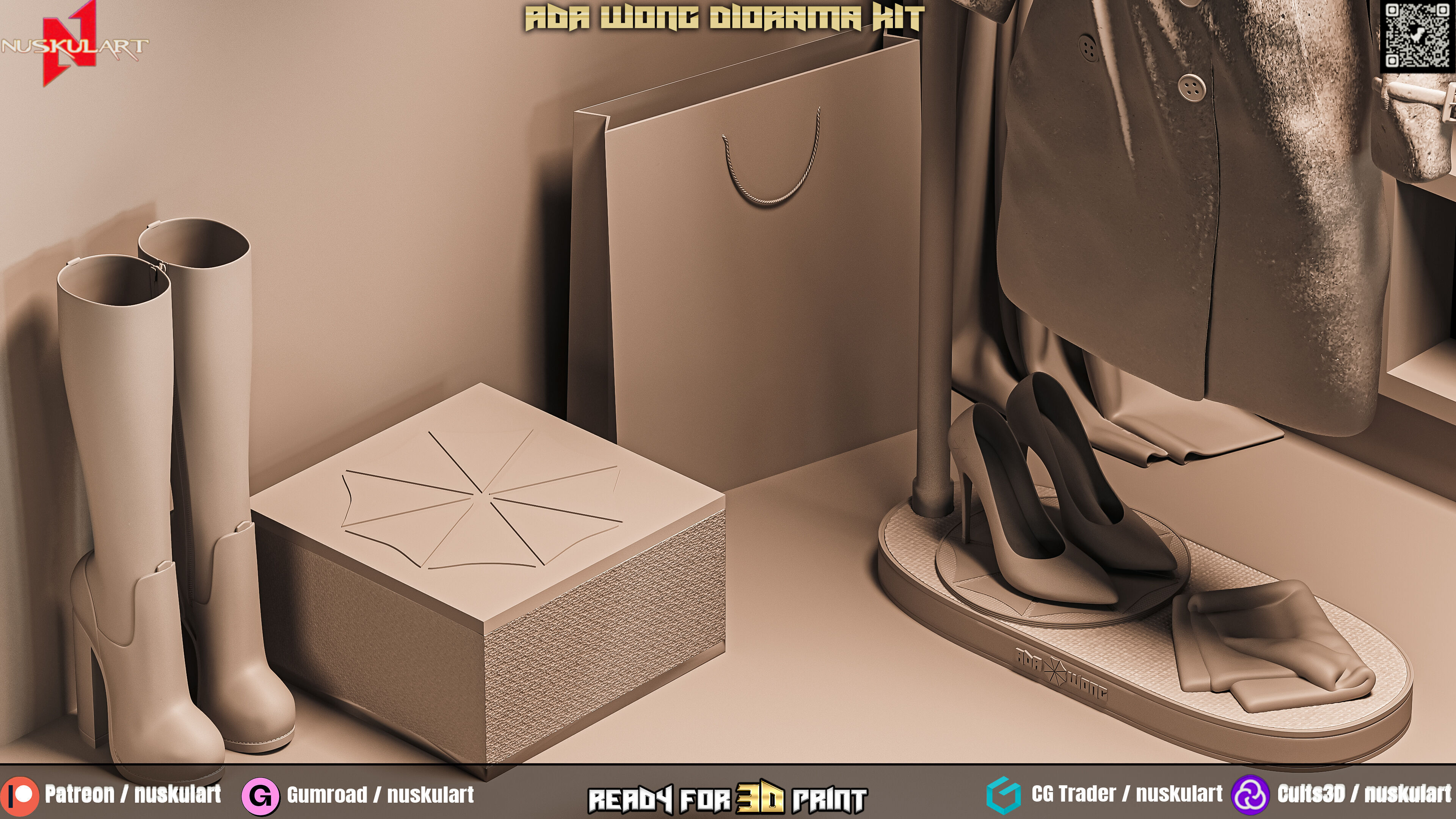 Ada Wong - Noir Room - Resident Evil Diorama Bundle 3D Printing 3D print model_12