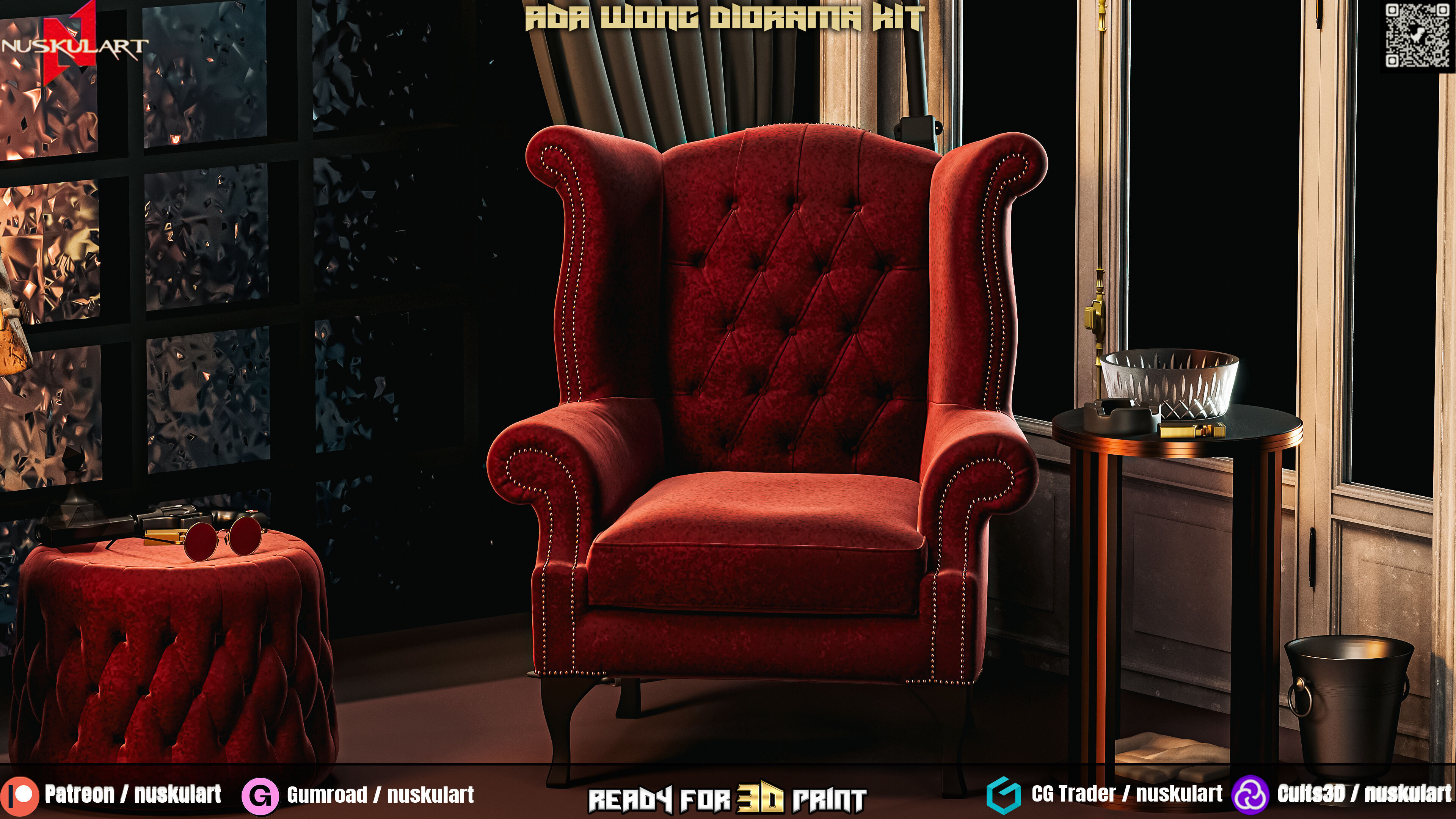 Ada Wong - Noir Room - Resident Evil Diorama Bundle 3D Printing 3D print model_13