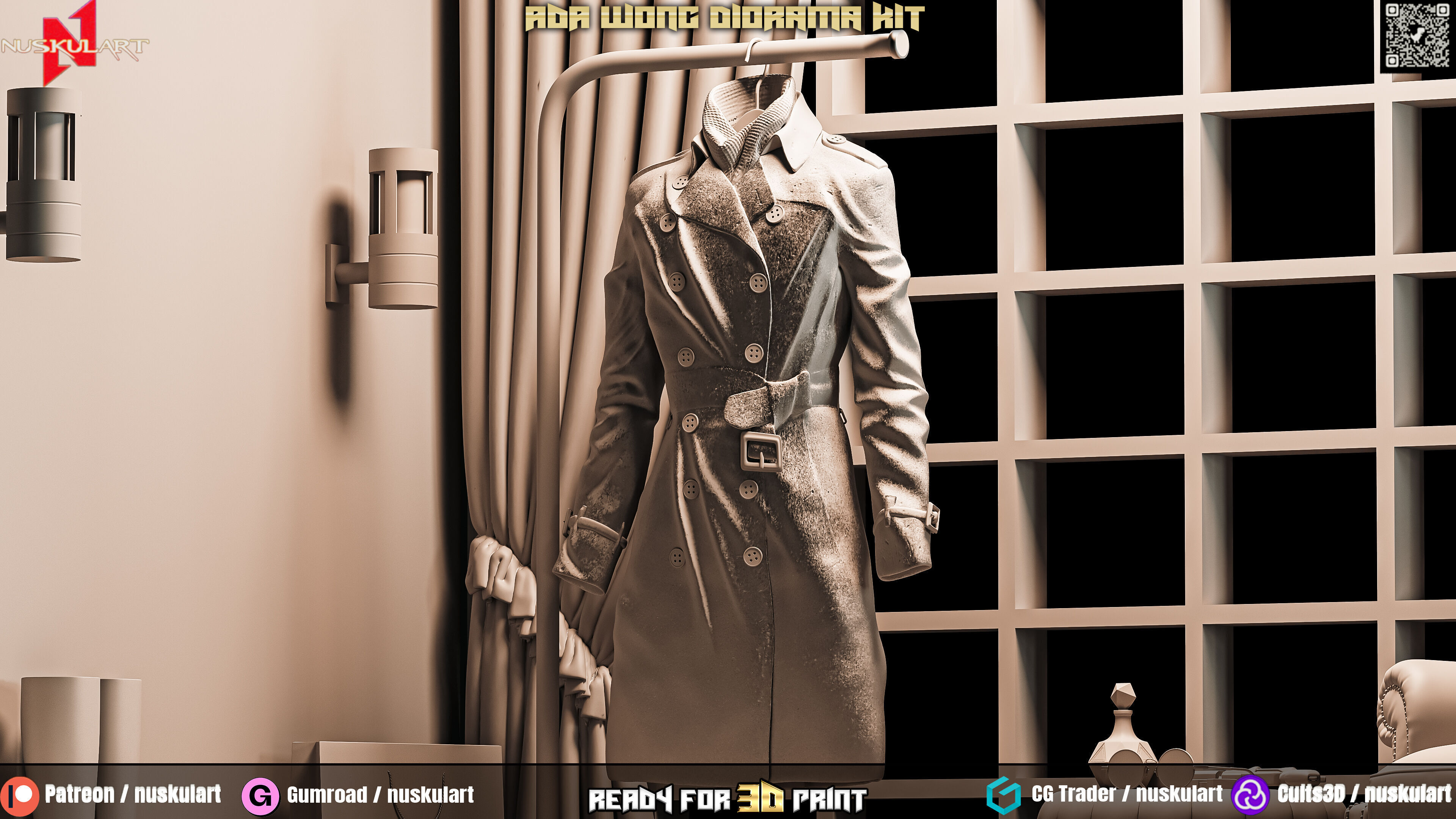 Ada Wong - Noir Room - Resident Evil Diorama Bundle 3D Printing 3D print model_5