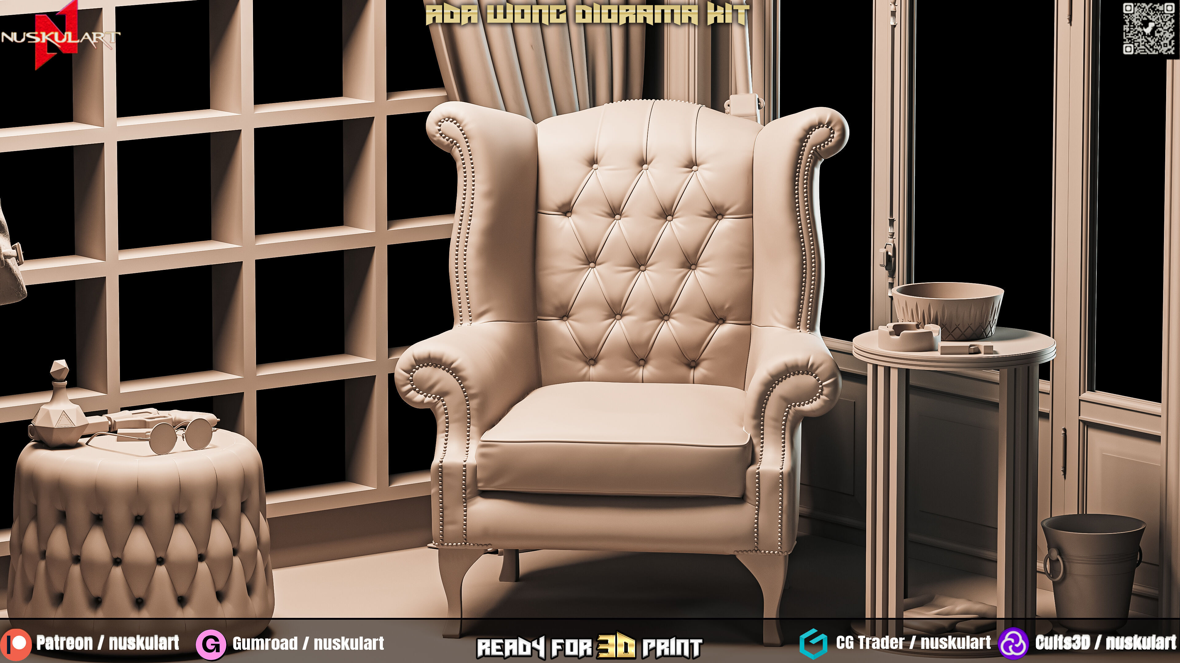 Ada Wong - Noir Room - Resident Evil Diorama Bundle 3D Printing 3D print model_14