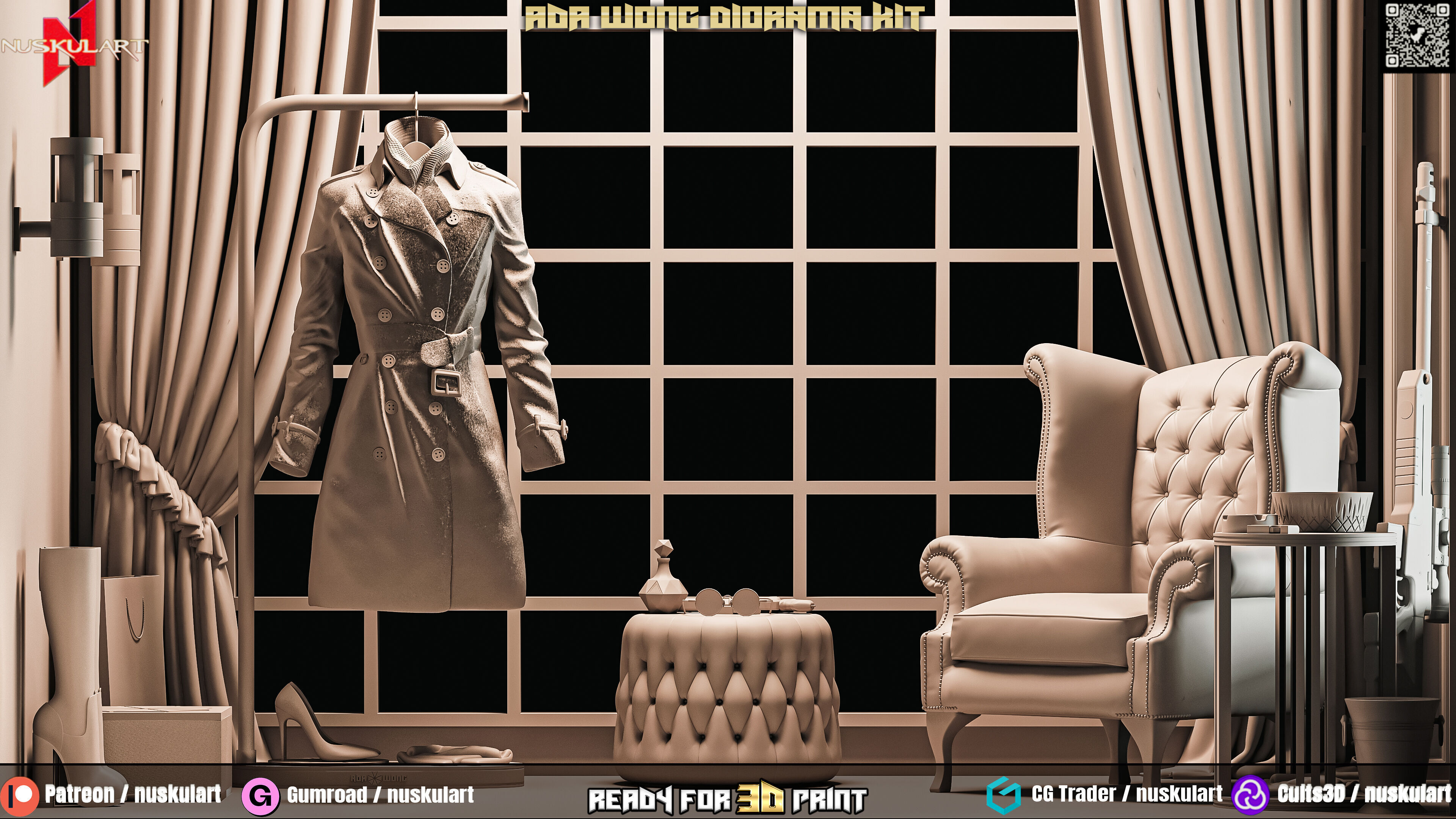 Ada Wong - Noir Room - Resident Evil Diorama Bundle 3D Printing 3D print model_2