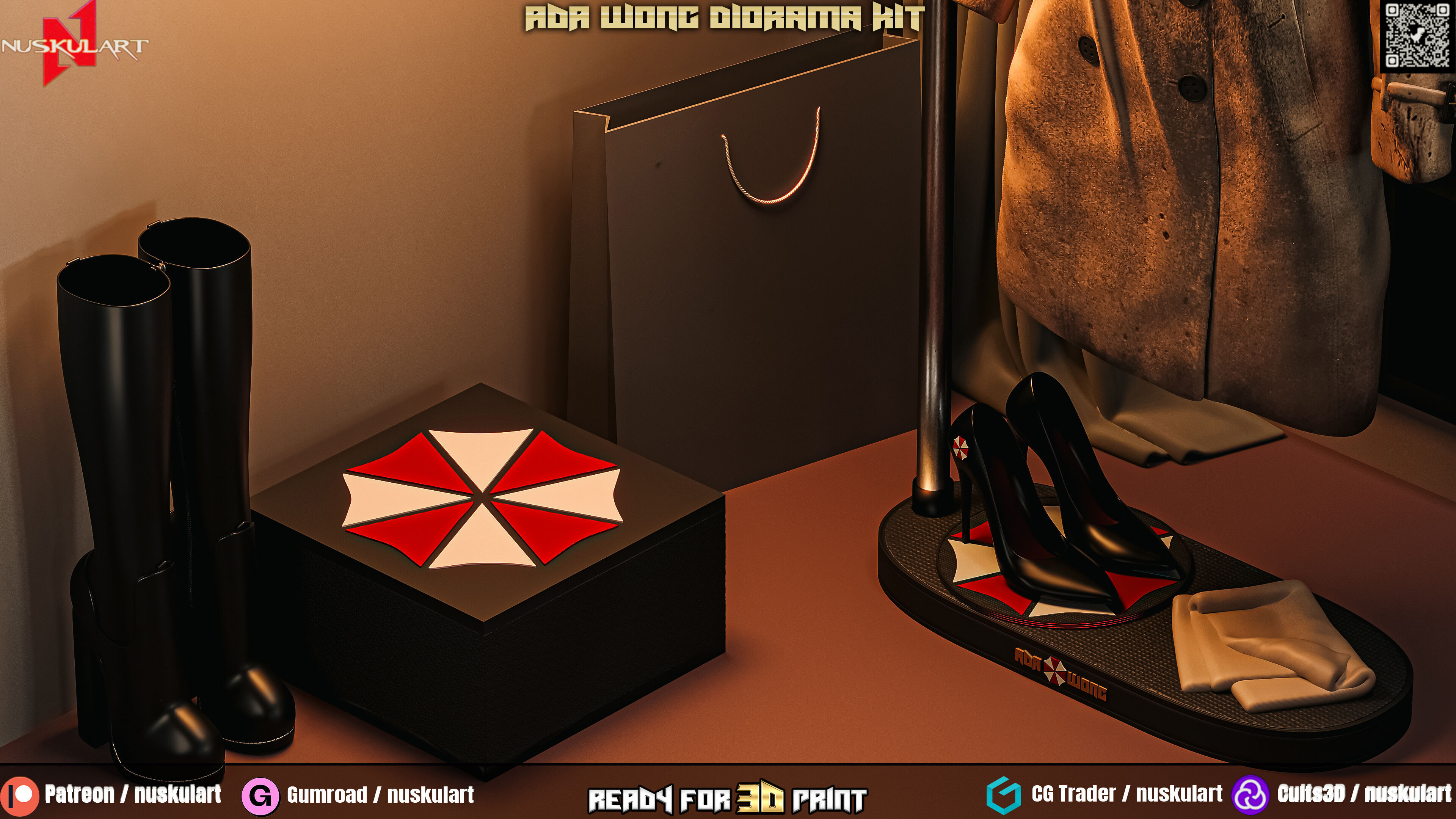 Ada Wong - Noir Room - Resident Evil Diorama Bundle 3D Printing 3D print model_11