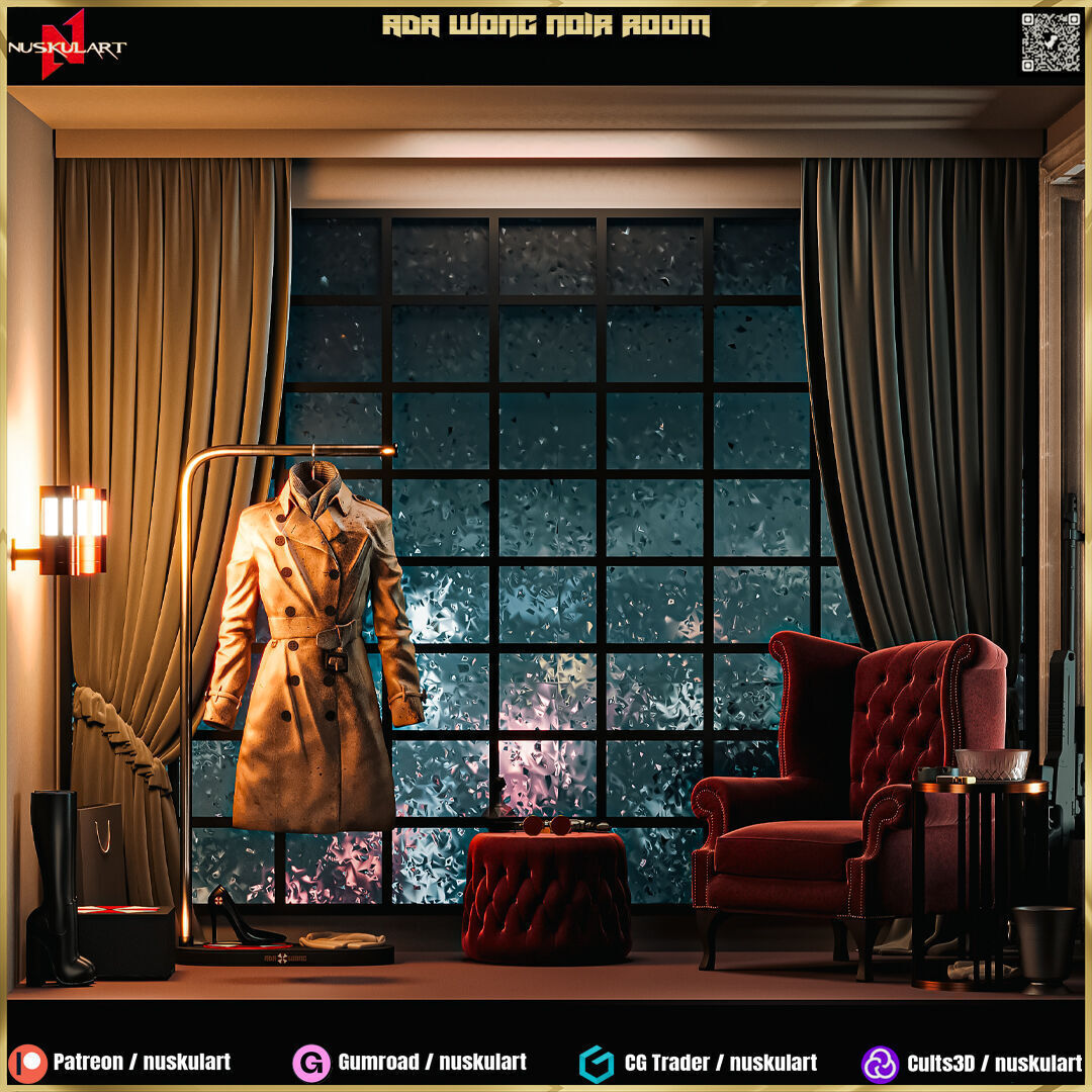 Ada Wong - Noir Room - Resident Evil Diorama Bundle 3D Printing 3D print model_8