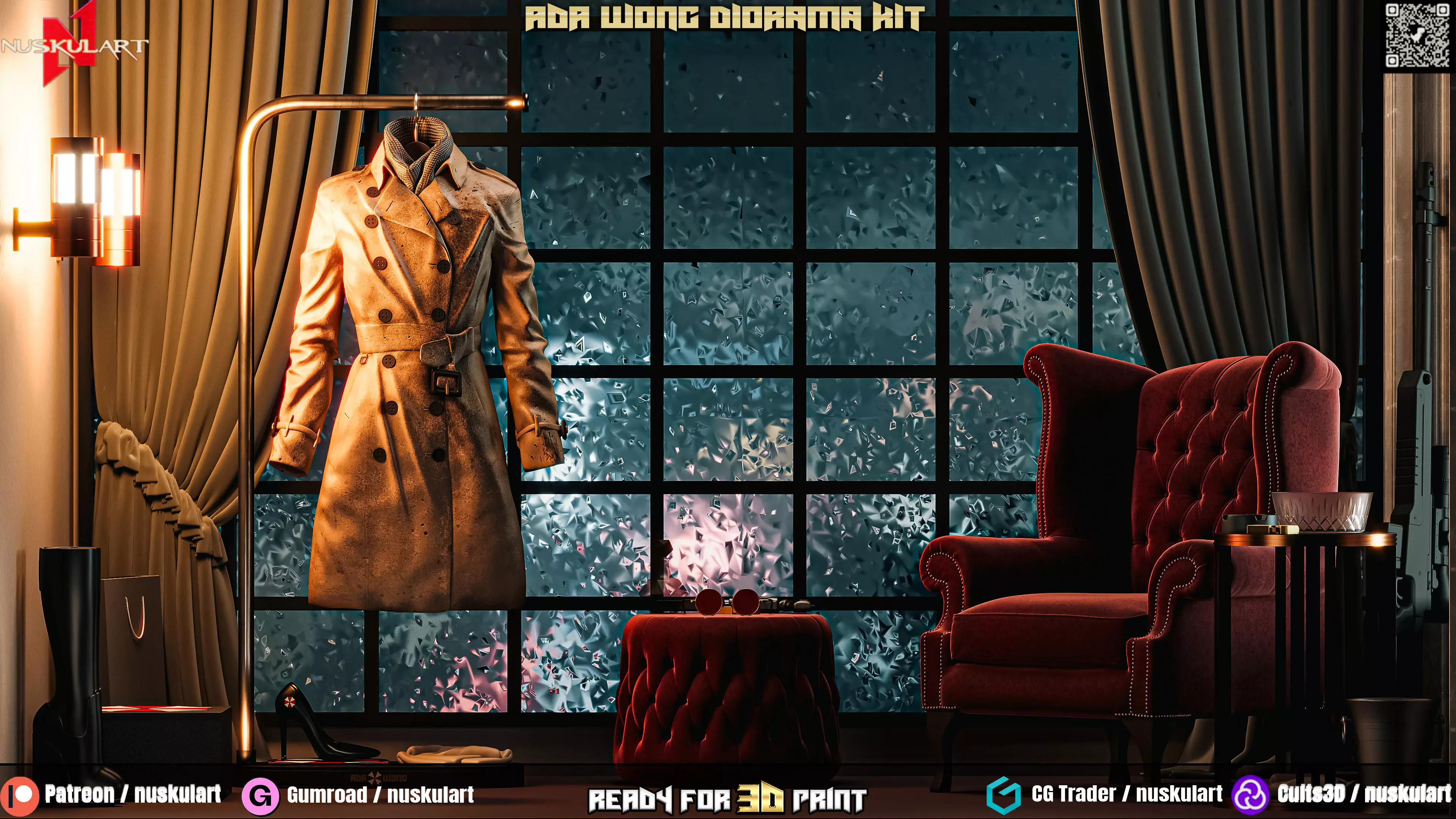 Ada Wong - Noir Room - Resident Evil Diorama Bundle 3D Printing 3D print model_0