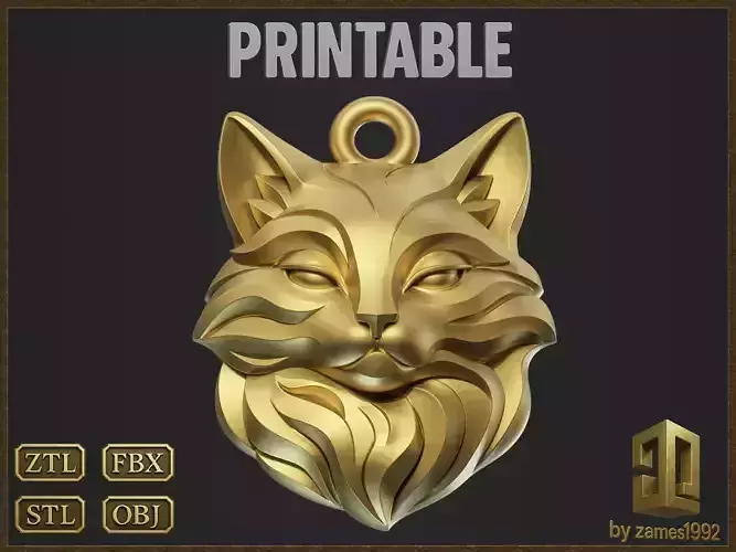 Stylized Cat Head Pendant