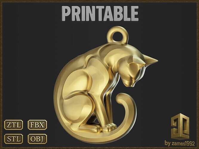 Stylized Cat Jewelry 3D print model