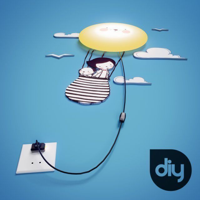 DIY Cat Decorative Light Lamp 3D model_1