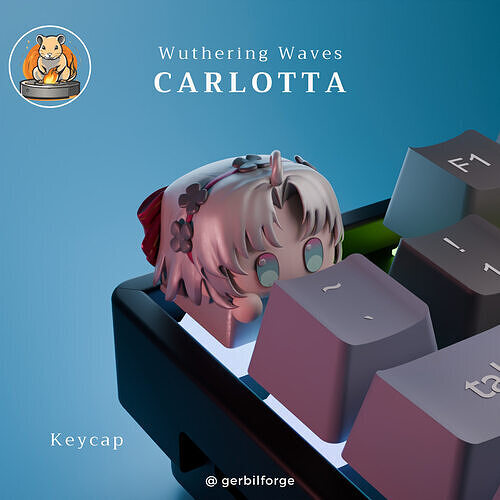 Wuthering Waves inspired Keycap - Carlotta - Cute Fanart 3D print model