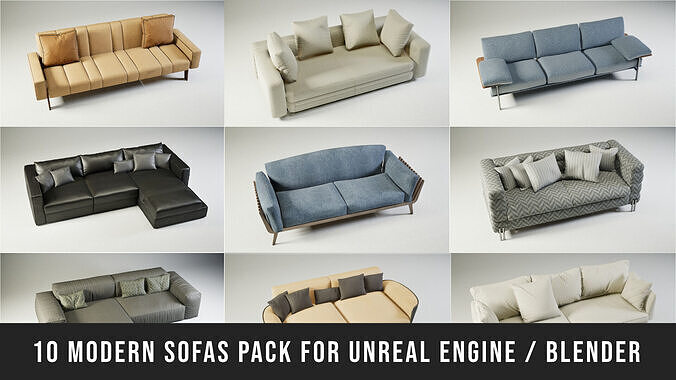 10 Modern Sofas Pack 3D model