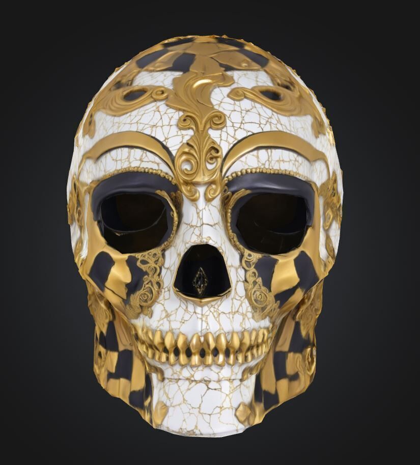 Pirates Skull Prom Face Mask - Skull Prom Patter Mask 3D print model_35