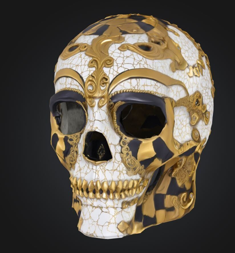 Pirates Skull Prom Face Mask - Skull Prom Patter Mask 3D print model_9