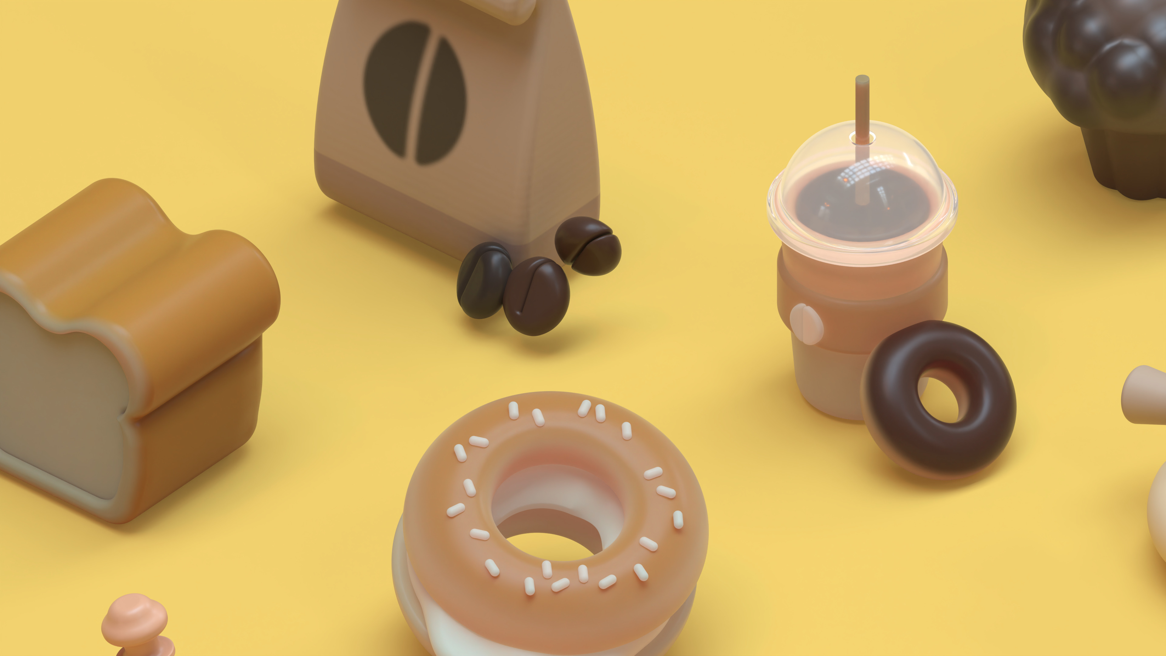 Stylized Breakfast Props Pack - 16 Low-Poly PBR Game Assets Low-poly 3D model_2