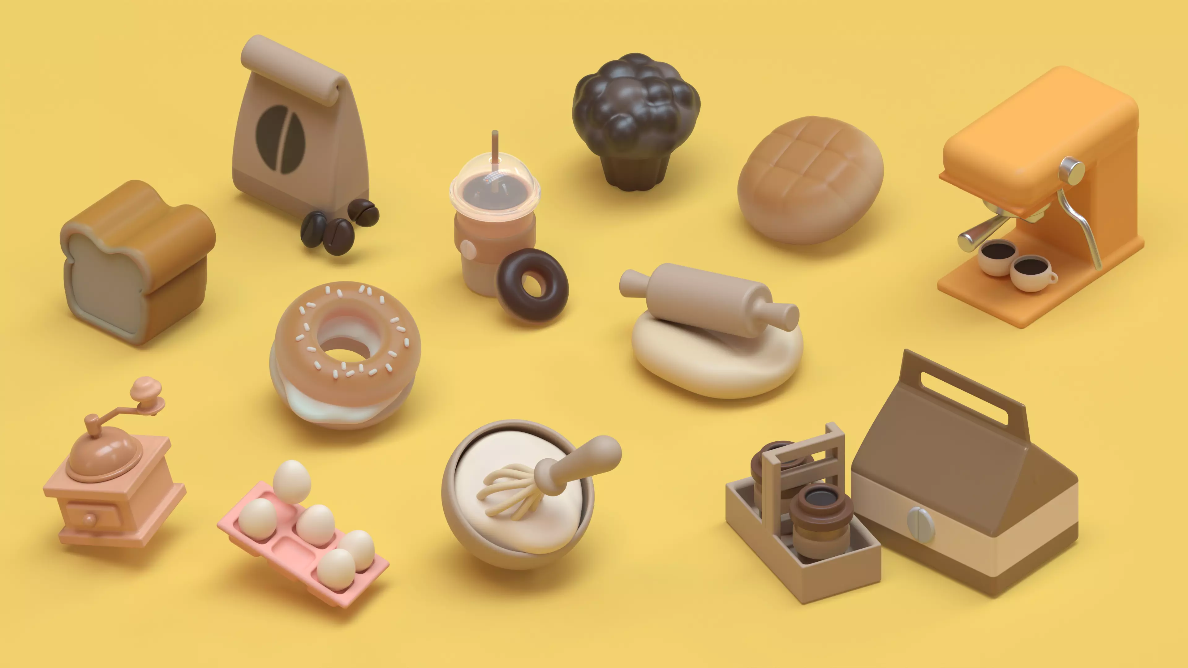 Stylized Breakfast Props Pack - 16 Low-Poly PBR Game Assets Low-poly 3D model_0