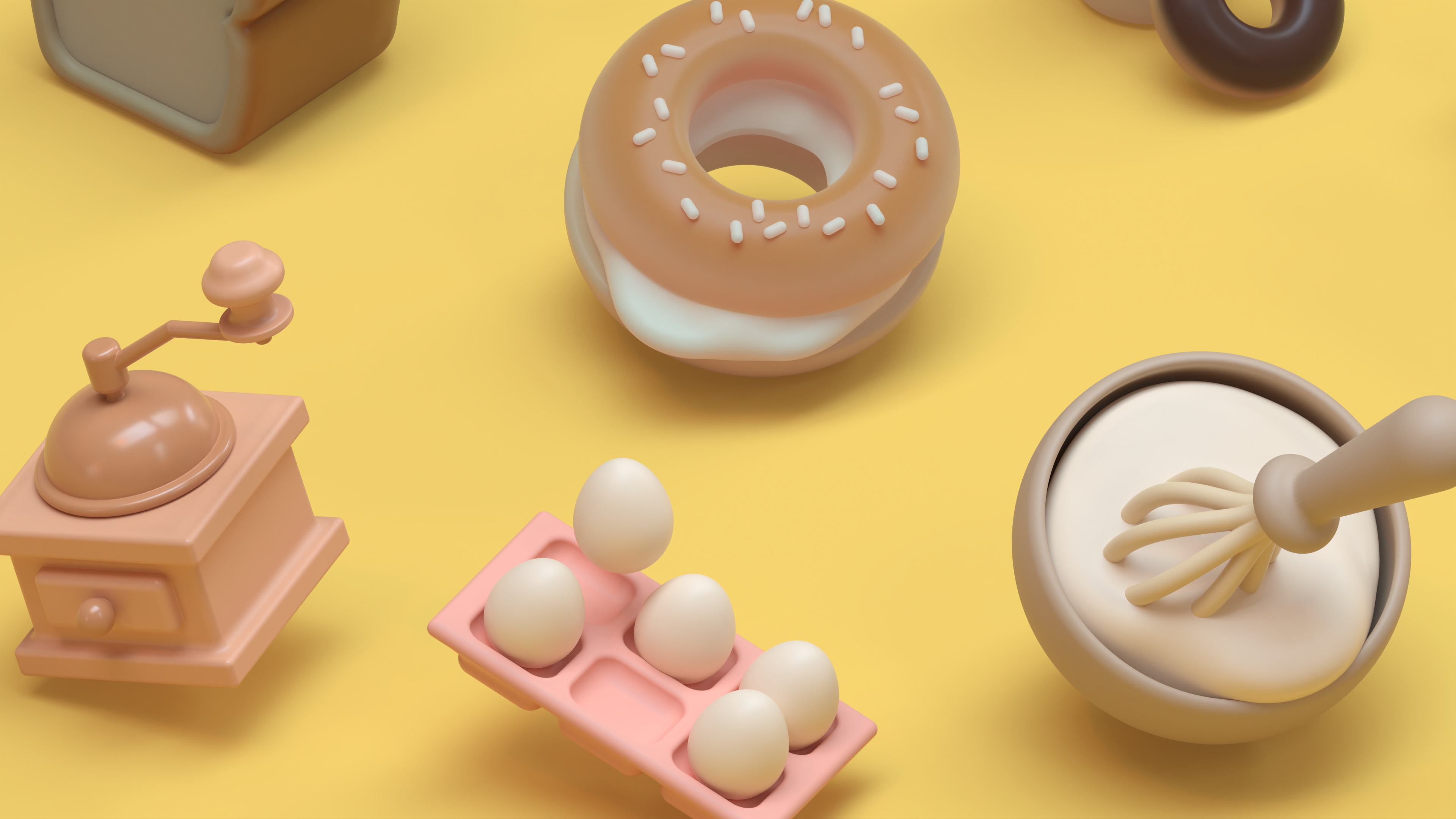 Stylized Breakfast Props Pack - 16 Low-Poly PBR Game Assets Low-poly 3D model_3