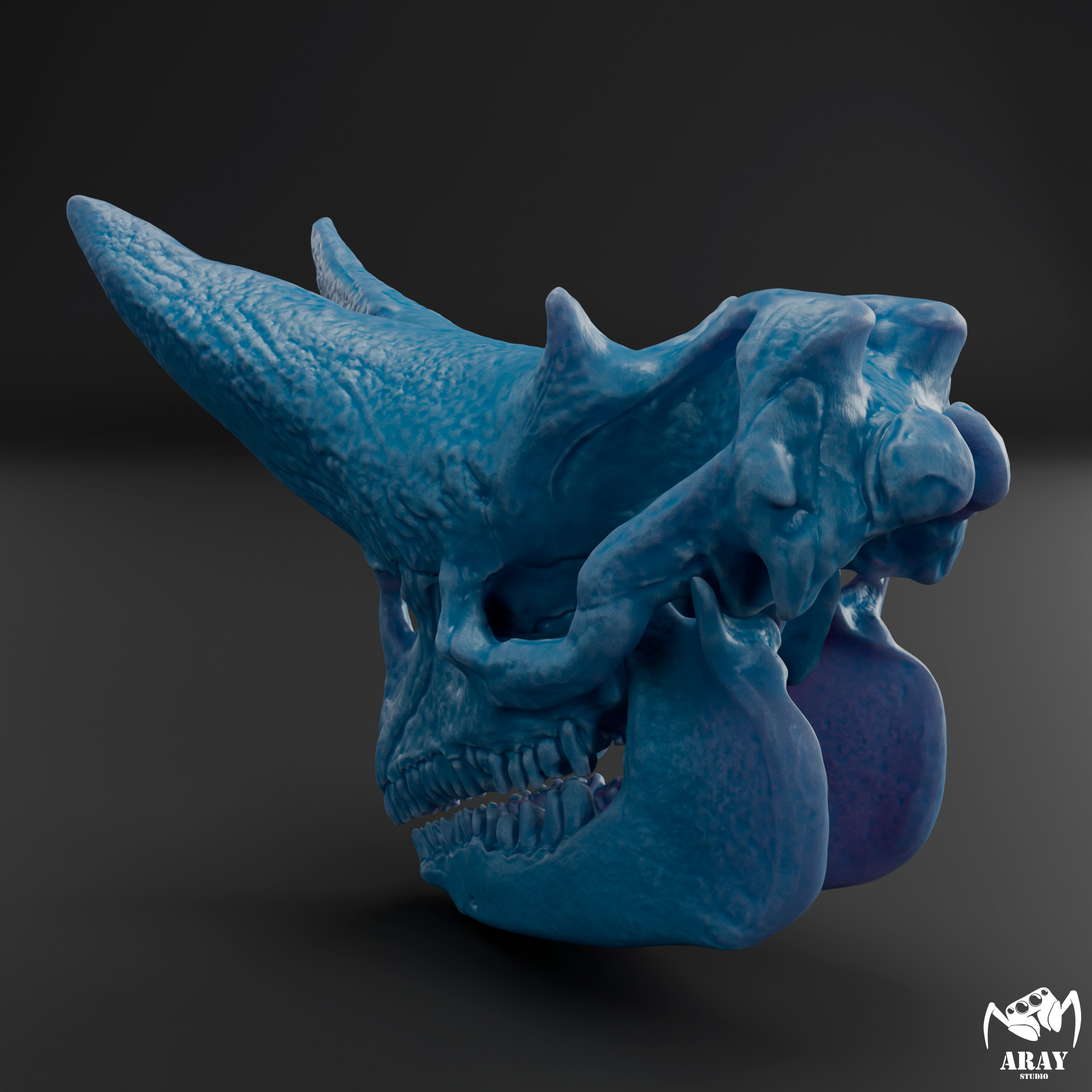 Arsinoitherium zitteli - twin horned rhino skull 3D print model_10