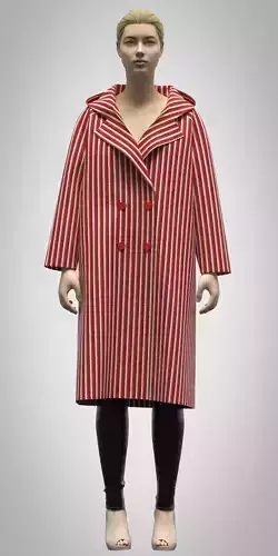 womens coat with hood rigged model Low-poly 3D model