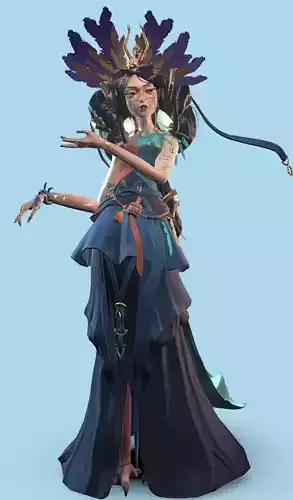 Twilight Priestess  Stylized Creation Exam Low-poly 3D model