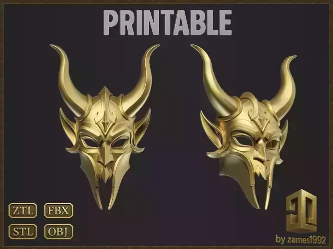 Fantasy Horned Demon Mask 3D print model