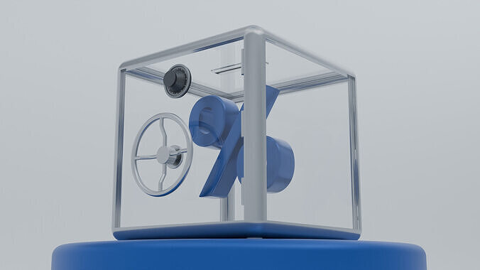 Percentage Symbol in Transparent Safe Box 3D Icon for Banking Free low-poly 3D model